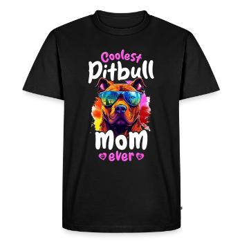 Pittie Dog Breed Pet - Coolest Pitbull Mom Ever - Men's Premium Organic T-Shirt - black - Front - Nico (187cm)