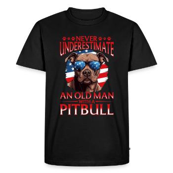 Pittie Dog Breed Pet Never Underestimate a Old Man - Men's Premium Organic T-Shirt - black - Front - Nico (187cm)