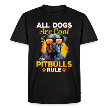 Pittie Dog - All Dogs Are Cool But Pitbulls Rule - Men's Premium Organic T-Shirt - black - Front - Nico (187cm)
