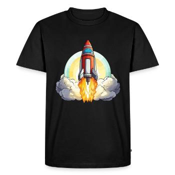 Astronaut rocket illustration for small space - Men's Premium Organic T-Shirt - black - Front - Nico (187cm)