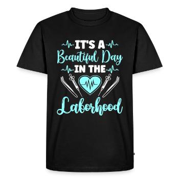 C’est une belle journée sur le marché du travail - - T-shirt Premium bio Homme - noir - Devant - Nico (187cm)