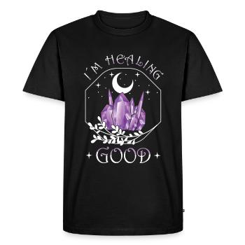 Funny Gemstone Chakra Healer Spiritual - Men's Premium Organic T-Shirt - black - Front - Nico (187cm)