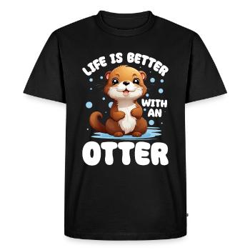 Loutre Animal Enfants et Adultes - T-shirt Premium bio Homme - noir - Devant - Nico (187cm)