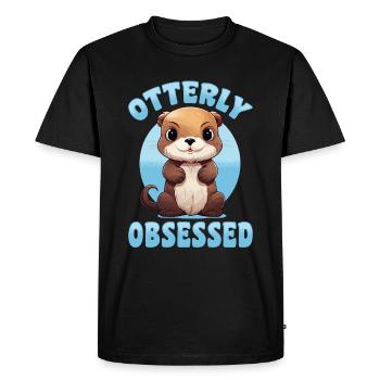 Otter Animal Kids & Adult - Otterly obsessed - Men's Premium Organic T-Shirt - black - Front - Nico (187cm)