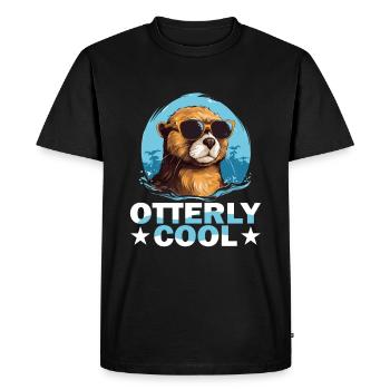 Otter Animal Kids & Adult - Otterly Cool - Men's Premium Organic T-Shirt - black - Front - Nico (187cm)