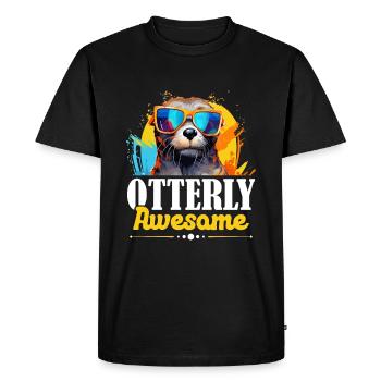 Otter Animal Kids & Adult - Otterly Awesome - Men's Premium Organic T-Shirt - black - Front - Nico (187cm)
