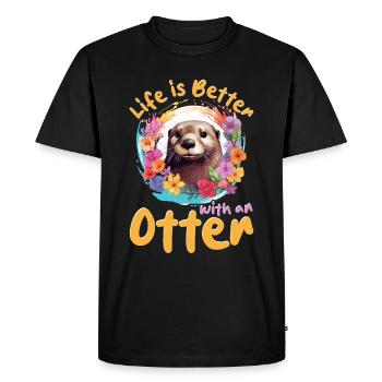 Loutre Animal Enfants et Adultes - T-shirt Premium bio Homme - noir - Devant - Nico (187cm)