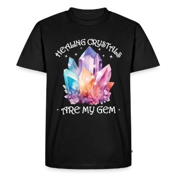 Funny Gemstone Chakra Healer Spiritual - Men's Premium Organic T-Shirt - black - Front - Nico (187cm)