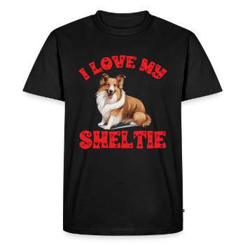 Shetland Sheepdog Dog Sheltie - J’adore mon Sheltie - T-shirt Premium bio Homme - noir - Devant - Nico (187cm)