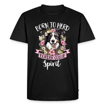 Border Collie Dog - Né du troupeau Border Collie - T-shirt Premium bio Homme - noir - Devant - Nico (187cm)