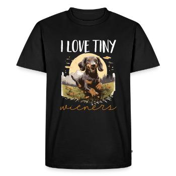 Dachshund badger sausage dog I Love tiny Wieners - Men's Premium Organic T-Shirt - black - Front - Nico (187cm)