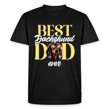 saucisse saucisse chien Meilleur teckel papa jamais - T-shirt Premium bio Homme - noir - Devant - Nico (187cm)