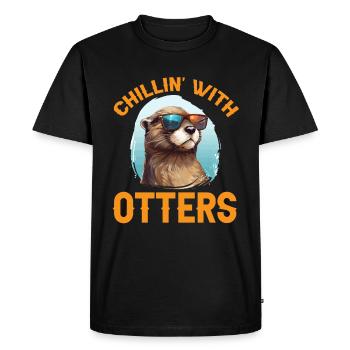 Otter Animal Kids & Adult - Chillin' with Otters - T-shirt Premium bio Homme - noir - Devant - Nico (187cm)