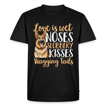 Race de chien de berger allemand L’amour est le nez mouillé - T-shirt Premium bio Homme - noir - Devant - Nico (187cm)