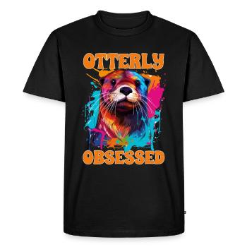 Otter Animal Kids & Adult - Otterly obsessed - Men's Premium Organic T-Shirt - black - Front - Nico (187cm)