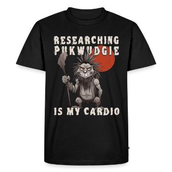 Researching Is My Cardio - Cryptid Monster - Men's Premium Organic T-Shirt - black - Front - Nico (187cm)