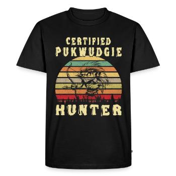 Chasseur certifié Pukwudgie - Cryptid Monster - T-shirt Premium bio Homme - noir - Devant - Nico (187cm)