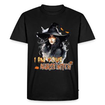 Je suis ta sorcière infirmière - Sorcière - T-shirt Premium bio Homme - noir - Devant - Nico (187cm)