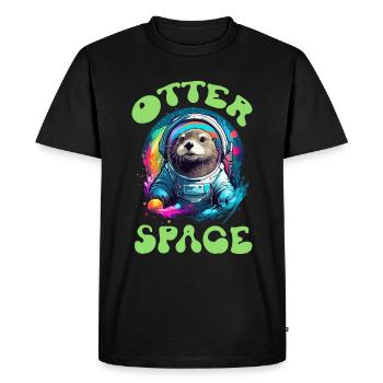 Otter Animal Enfants et Adultes - Otter Space - T-shirt Premium bio Homme - noir - Devant - Nico (187cm)