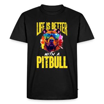 Pitbull Pittie - Life Is Better With A Pitbull - Men's Premium Organic T-Shirt - black - Front - Nico (187cm)