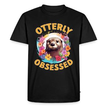 Otter Animal Kids & Adult - Otterly obsessed - Men's Premium Organic T-Shirt - black - Front - Nico (187cm)