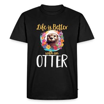 Animal de loutre - La vie est meilleure avec une loutre - T-shirt Premium bio Homme - noir - Devant - Nico (187cm)
