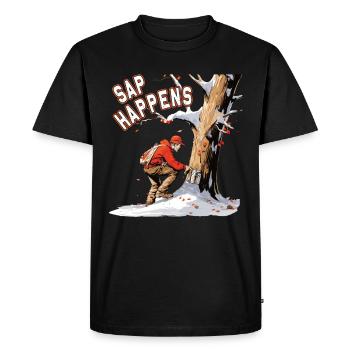 Sap happens - maple tree, the sugar and - Men's Premium Organic T-Shirt - black - Front - Nico (187cm)