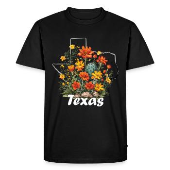Drapeau du Texas avec printemps floral Texas - T-shirt Premium bio Homme - noir - Devant - Nico (187cm)