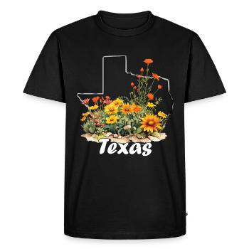 Drapeau du Texas avec printemps floral Texas - T-shirt Premium bio Homme - noir - Devant - Nico (187cm)
