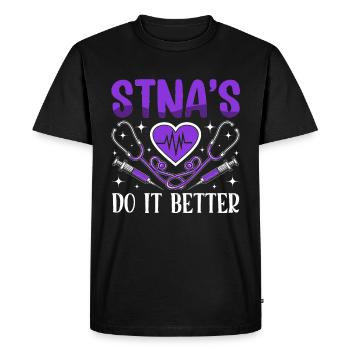 Les STNA le font mieux - Testé par l’État - T-shirt Premium bio Homme - noir - Devant - Nico (187cm)