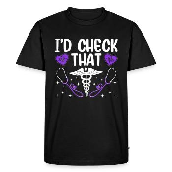 Je vérifierais si - STNA State Tested - T-shirt Premium bio Homme - noir - Devant - Nico (187cm)