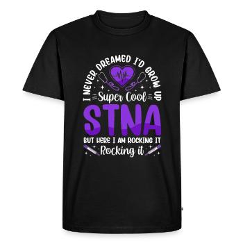 Je n’ai jamais rêvé - STNA State a testé le - T-shirt Premium bio Homme - noir - Devant - Nico (187cm)