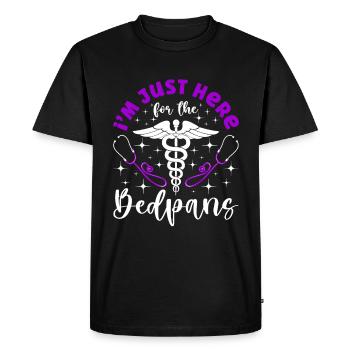 Ici pour les bassins de lit - STNA State Tested Nursing - T-shirt Premium bio Homme - noir - Devant - Nico (187cm)