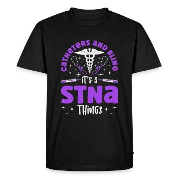 Cathéters et Biling - STNA State Tested Nursing - T-shirt Premium bio Homme - noir - Devant - Nico (187cm)