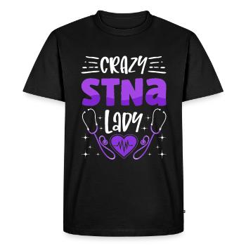 Crazy STNA Lady - STNA State Testé - T-shirt Premium bio Homme - noir - Devant - Nico (187cm)
