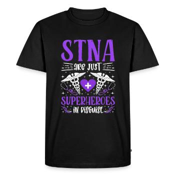Ne sont que des super-héros - STNA State Tested Nursing - T-shirt Premium bio Homme - noir - Devant - Nico (187cm)