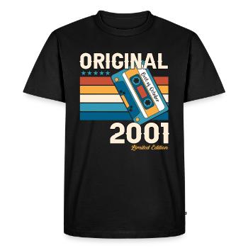 22e anniversaire mari octobre millésime 2001 cassette - T-shirt Premium bio Homme - noir - Devant - Nico (187cm)