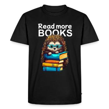 Un hérisson mignon avec des lunettes de lecture aime les livres - T-shirt Premium bio Homme - noir - Devant - Nico (187cm)
