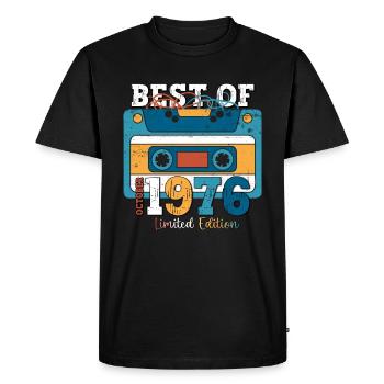 47e anniversaire mari octobre millésime 1976 cassette - T-shirt Premium bio Homme - noir - Devant - Nico (187cm)