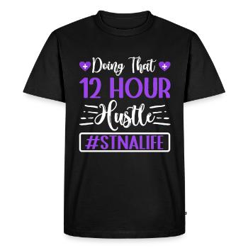 Donc 12 heures - testé par l’État - T-shirt Premium bio Homme - noir - Devant - Nico (187cm)