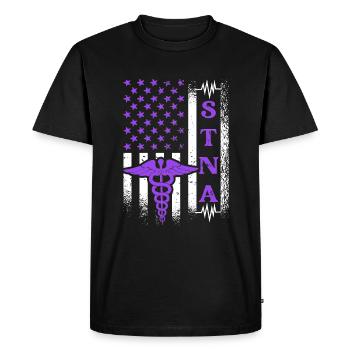 STNA Drapeau des États-Unis - Testé par l’État - T-shirt Premium bio Homme - noir - Devant - Nico (187cm)