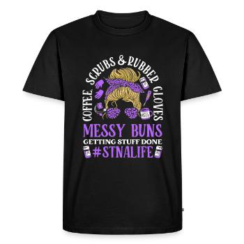 Coffee Scrubs Nurse's Assistant - Men's Premium Organic T-Shirt - black - Front - Nico (187cm)