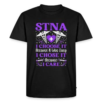 Parce que c’était facile - testé par l’État - T-shirt Premium bio Homme - noir - Devant - Nico (187cm)