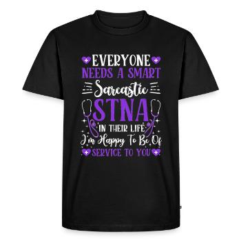 Service To You - State Tested Nursing Assistant - Men's Premium Organic T-Shirt - black - Front - Nico (187cm)