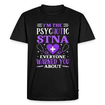 PSYC-HOT-IC STNA-Infirmière auxiliaire testée par l’État - T-shirt Premium bio Homme - noir - Devant - Nico (187cm)