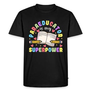 Funny Para Teacher Superpower Paraprofessional - Men's Premium Organic T-Shirt - black - Front - Nico (187cm)