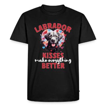 Race de chien - Les baisers du labrador rendent tout meilleur - T-shirt Premium bio Homme - noir - Devant - Nico (187cm)