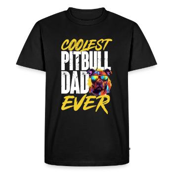Pitbull Pittie - Coolest Pitbull Dad Ever - Men's Premium Organic T-Shirt - black - Front - Nico (187cm)
