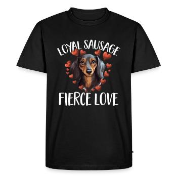 Teckel blaireau saucisse chien Loyal saucisse féroce - T-shirt Premium bio Homme - noir - Devant - Nico (187cm)