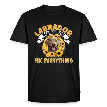 Labrador Dog Pet - Labrador kisses Fix everything - Men's Premium Organic T-Shirt - black - Front - Nico (187cm)